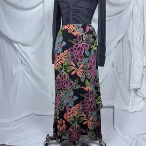 Vintage Indie Boho Y2K Colorful Floral Maxi Skirt (2XL)